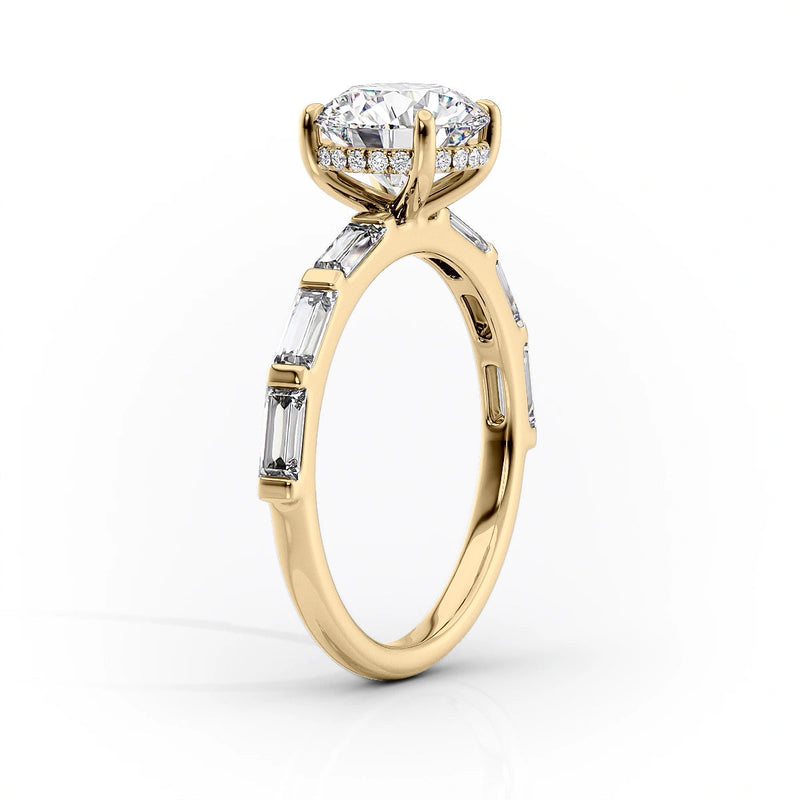 1 CT Emerald Cut Pave Engagement Ring - Moissanite Diamond