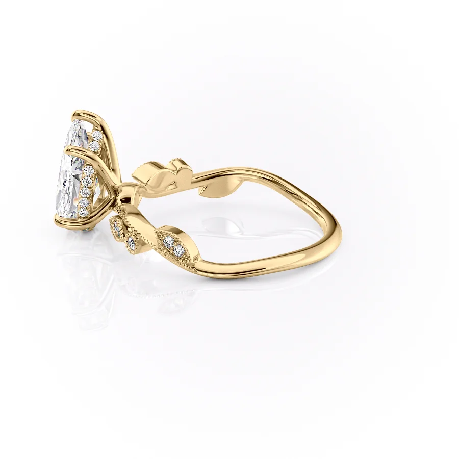 Pear Cut Milgrain Twig Engagement Ring