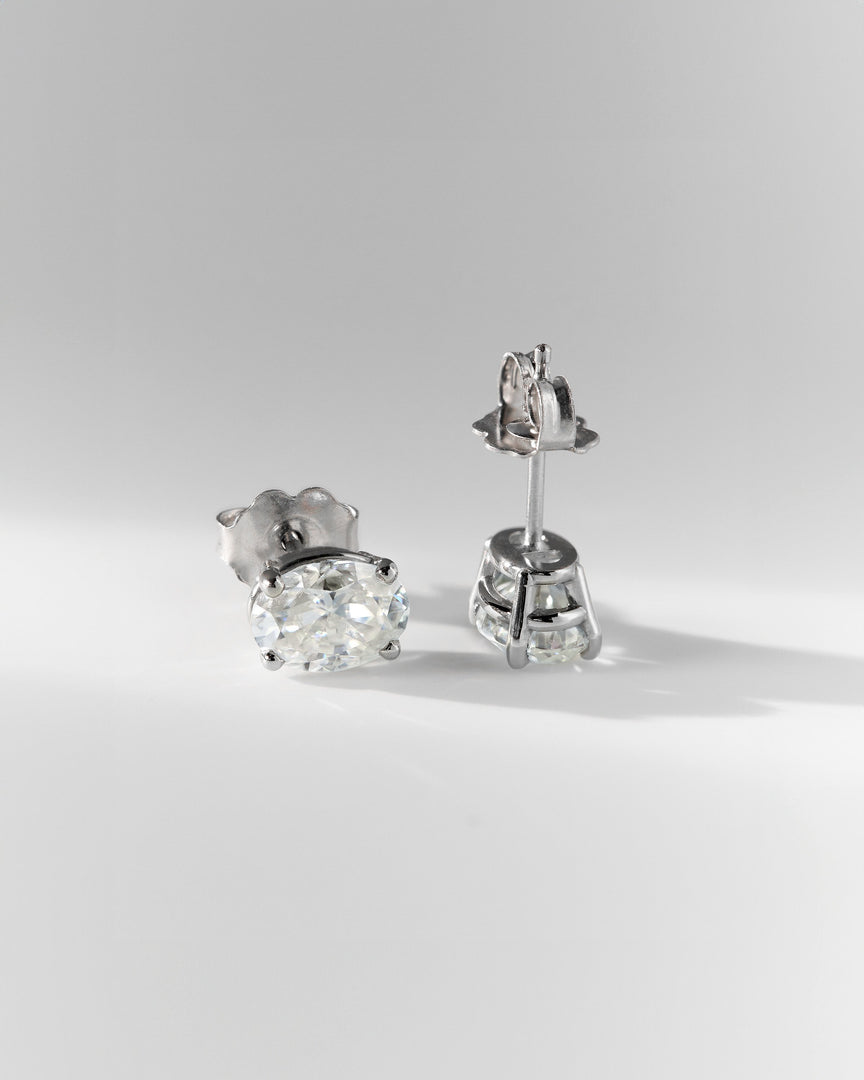 1 CT Oval Cut Moissanite Diamond Stud Earrings