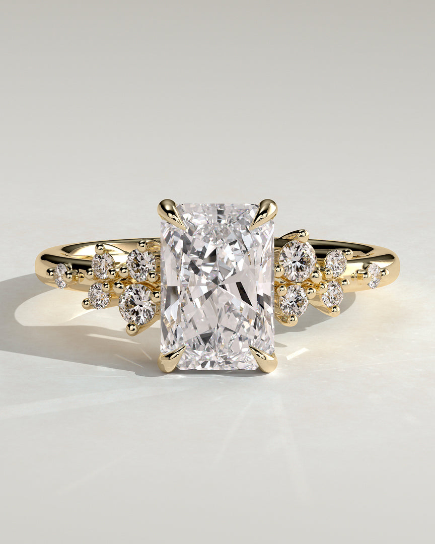 2 CT Radiant Cut Cluster Engagement Ring - Moissanite Diamond