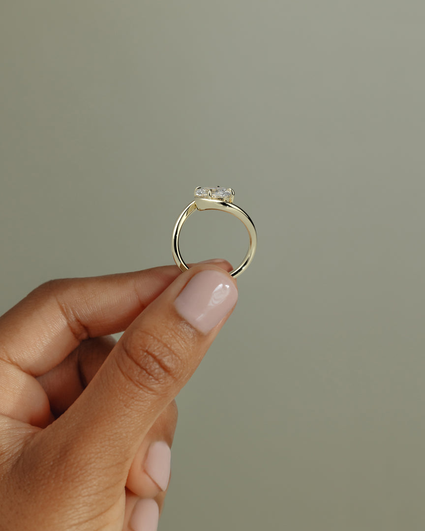 2 CT Elongated Cushion Cut Bypass Engagement Ring - Moissanite Diamond