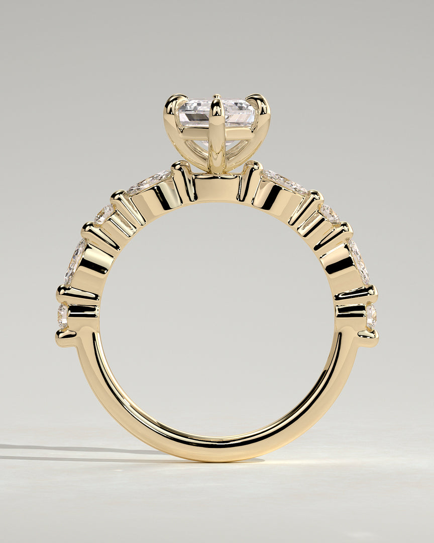 2 CT Hexagon Cut Pave Engagement Ring - Moissanite Diamond