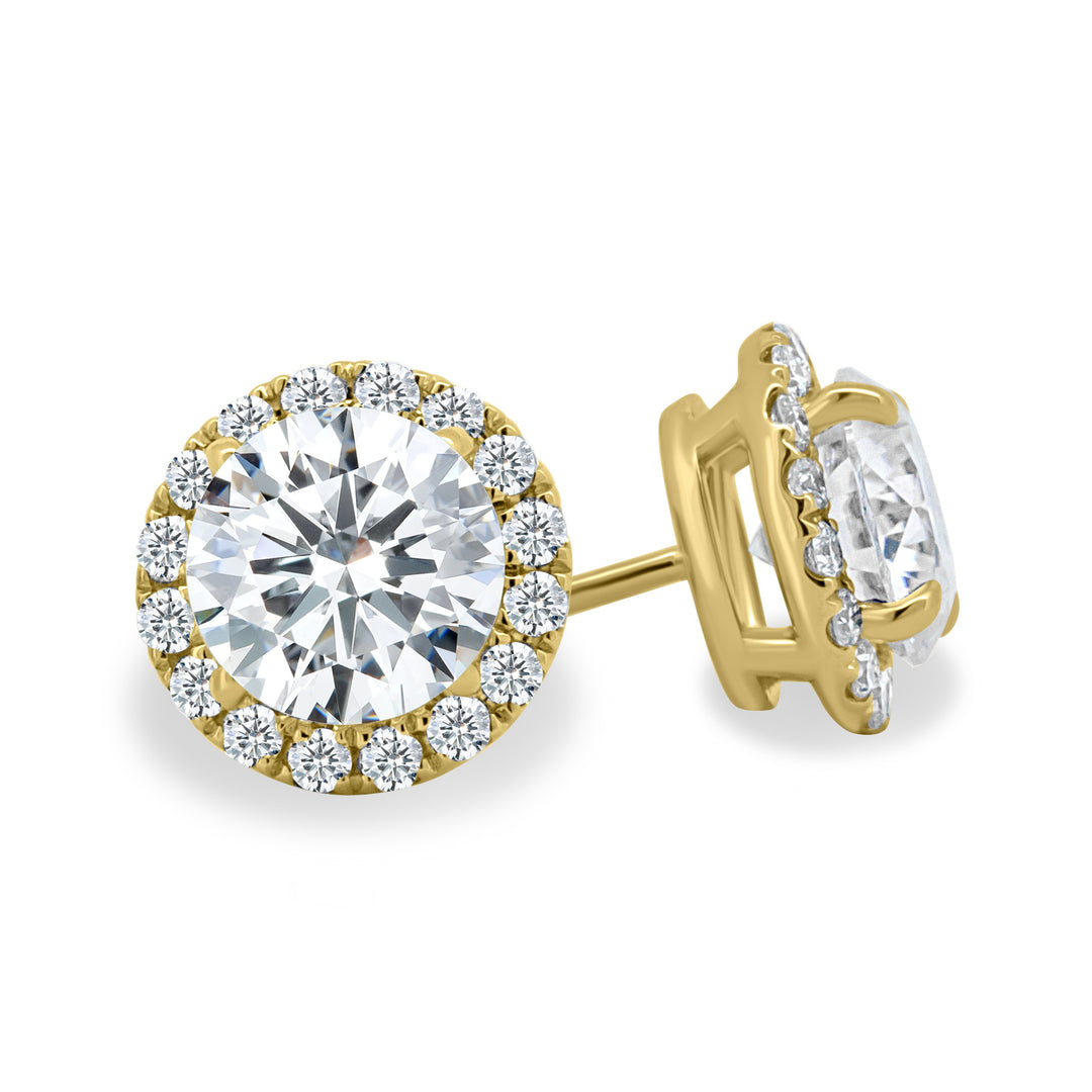 1 CT Round Cut Moissanite Diamond Halo Stud Earrings
