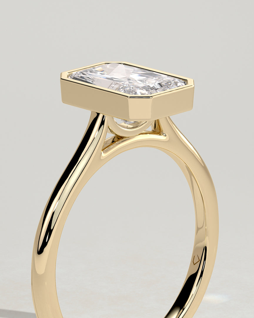 2 CT Radiant Cut Bezel Engagement Ring - Moissanite Diamond