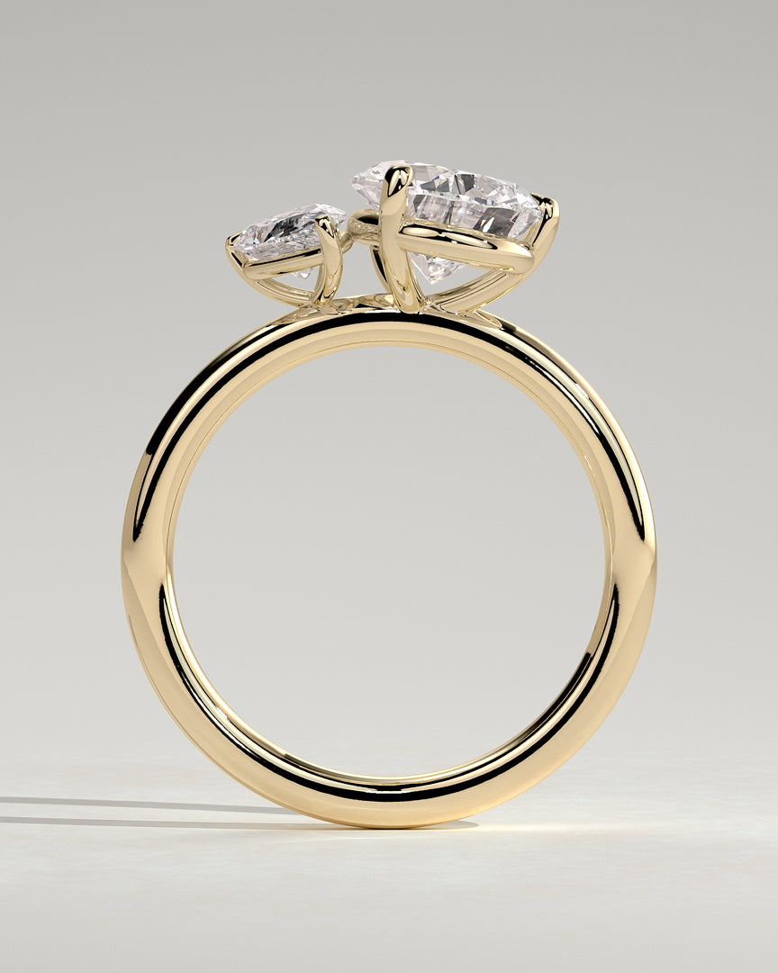 2 CT Pear Cut Toi et Moi Solitaire Engagement Ring - Moissanite Diamond