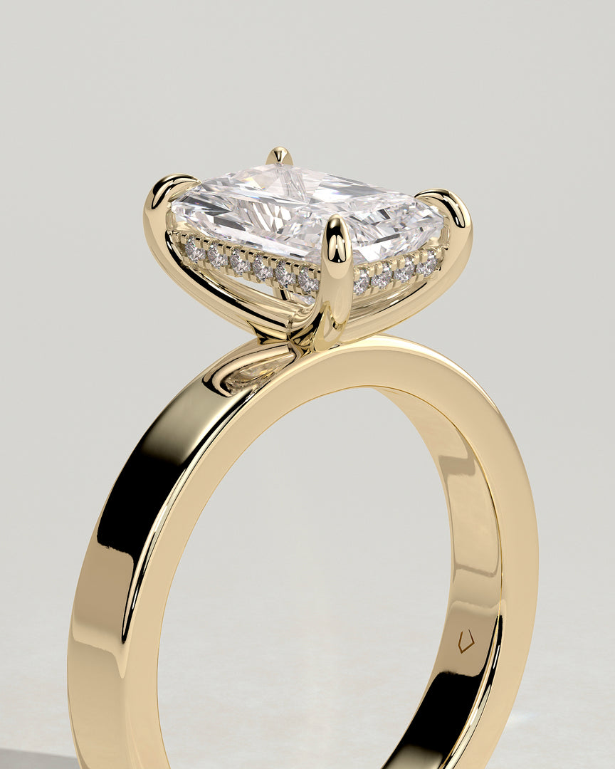 2 CT Radiant Cut Cigar Engagement Ring - Moissanite Diamond