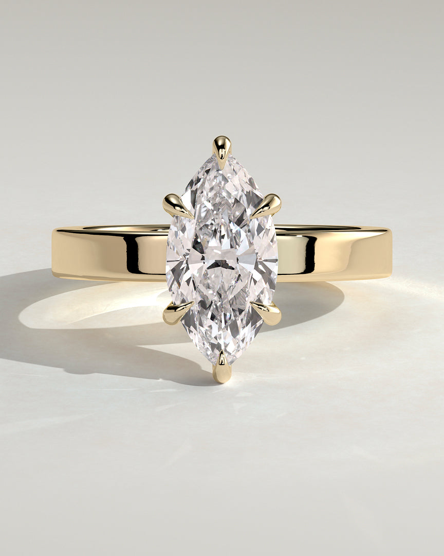 2 CT Marquise Cut Cigar Band Engagement Ring - Moissanite Diamond