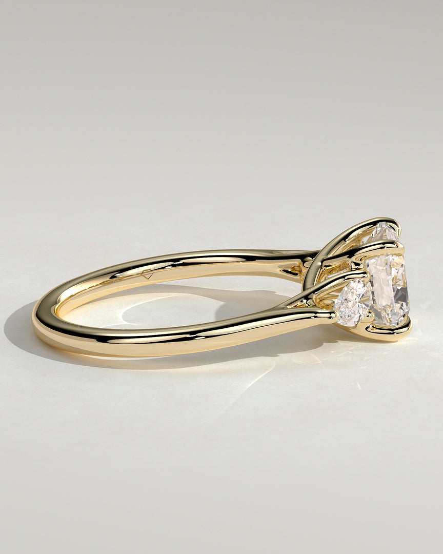 2 CT Cushion Cut Three Stone Engagement Ring - Moissanite Diamond
