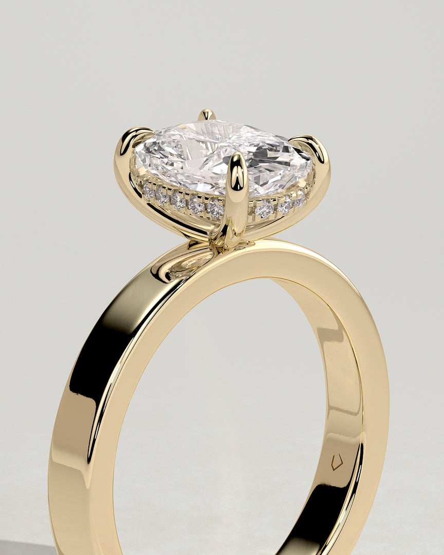 2 CT Oval Cut Cigar Engagement Ring - Moissanite Diamond