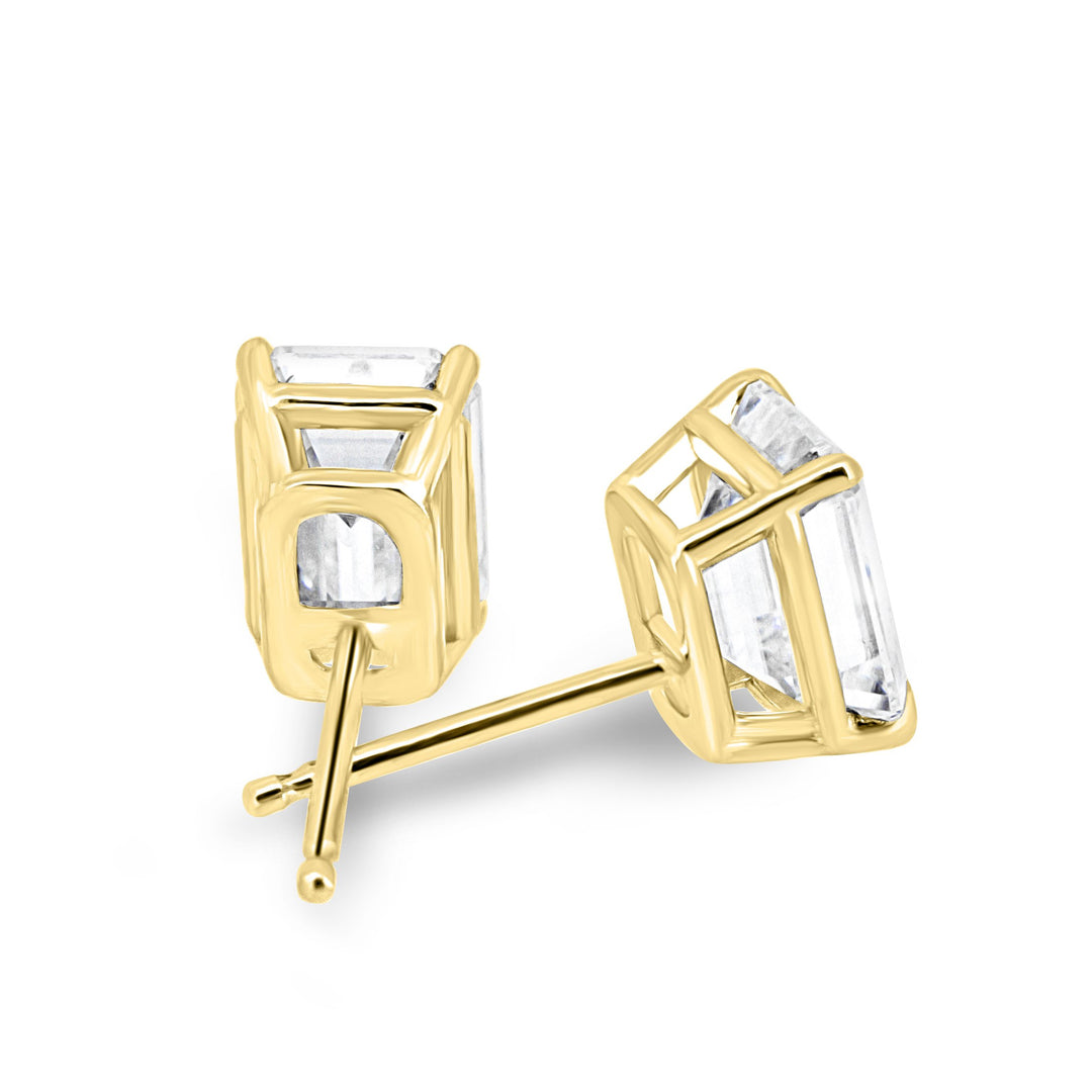 1 CT Emerald Cut Moissanite Diamond Stud Earrings