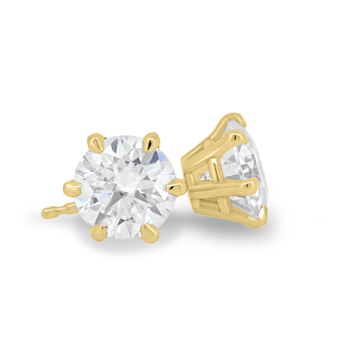 1 CT Round Cut Moissanite Diamond Six Claw Stud Earrings
