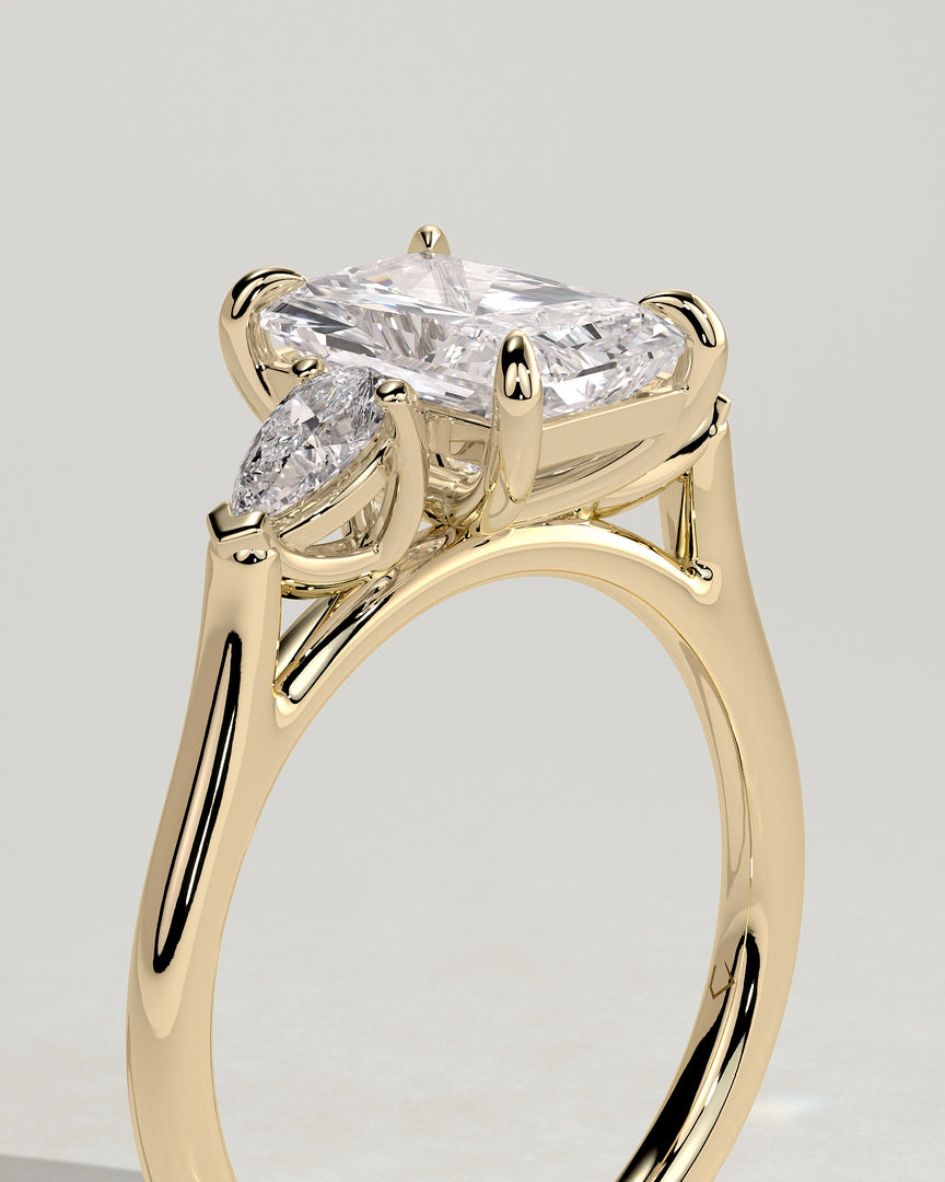2 CT Radiant Cut Three Stone Engagement Ring - Moissanite Diamond