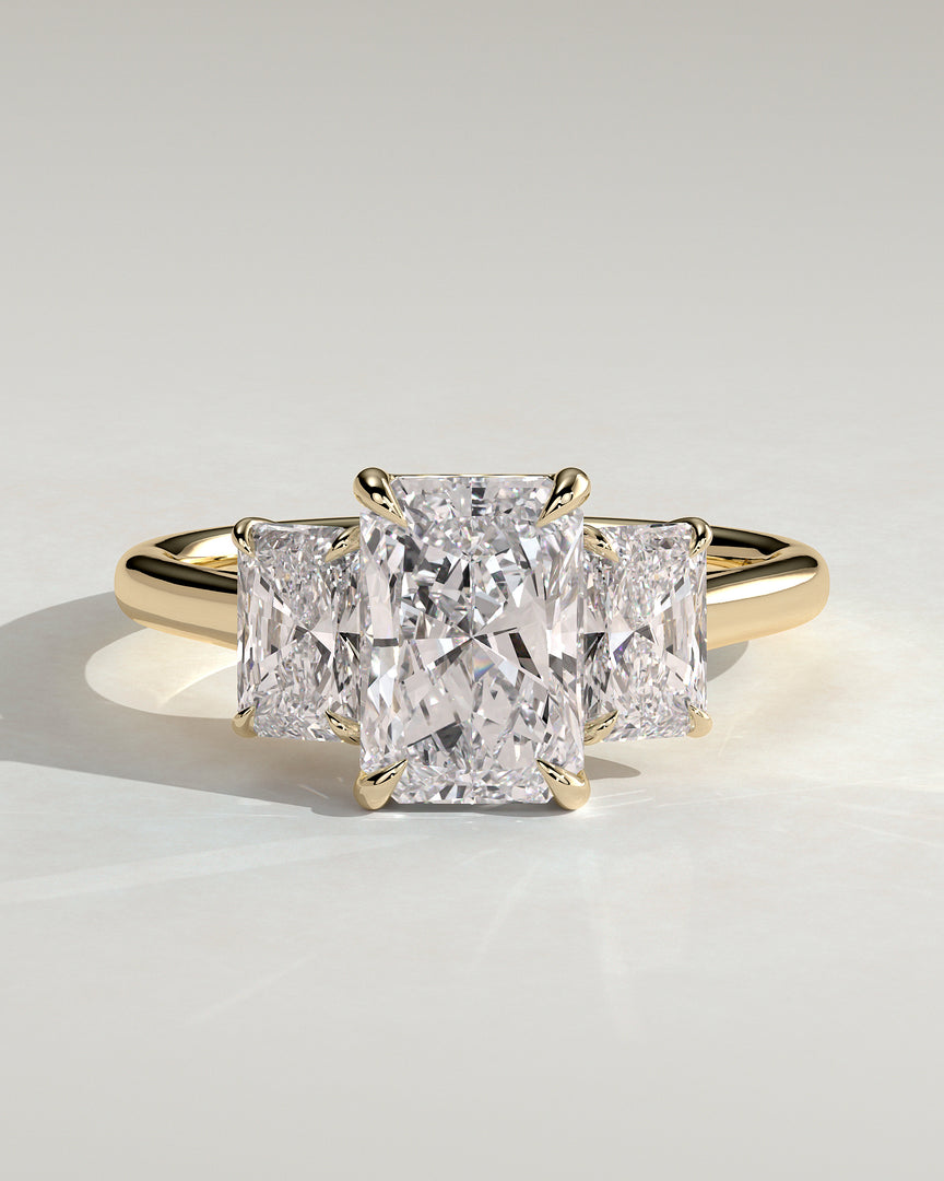 2 CT Radiant Cut Three Stone Engagement Ring - Moissanite Diamond