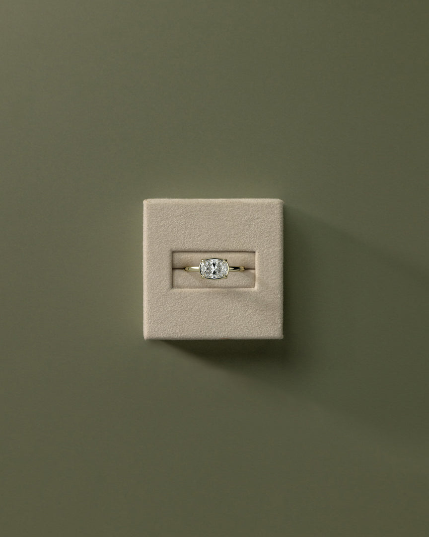 2 CT East West Oval Cut Bezel  Engagement Ring - Moissanite Diamond