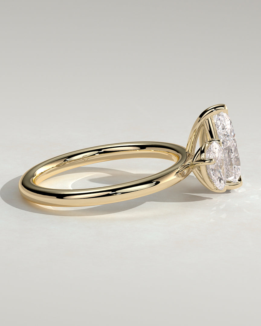 2 CT Pear Cut Toi et Moi Solitaire Engagement Ring - Moissanite Diamond