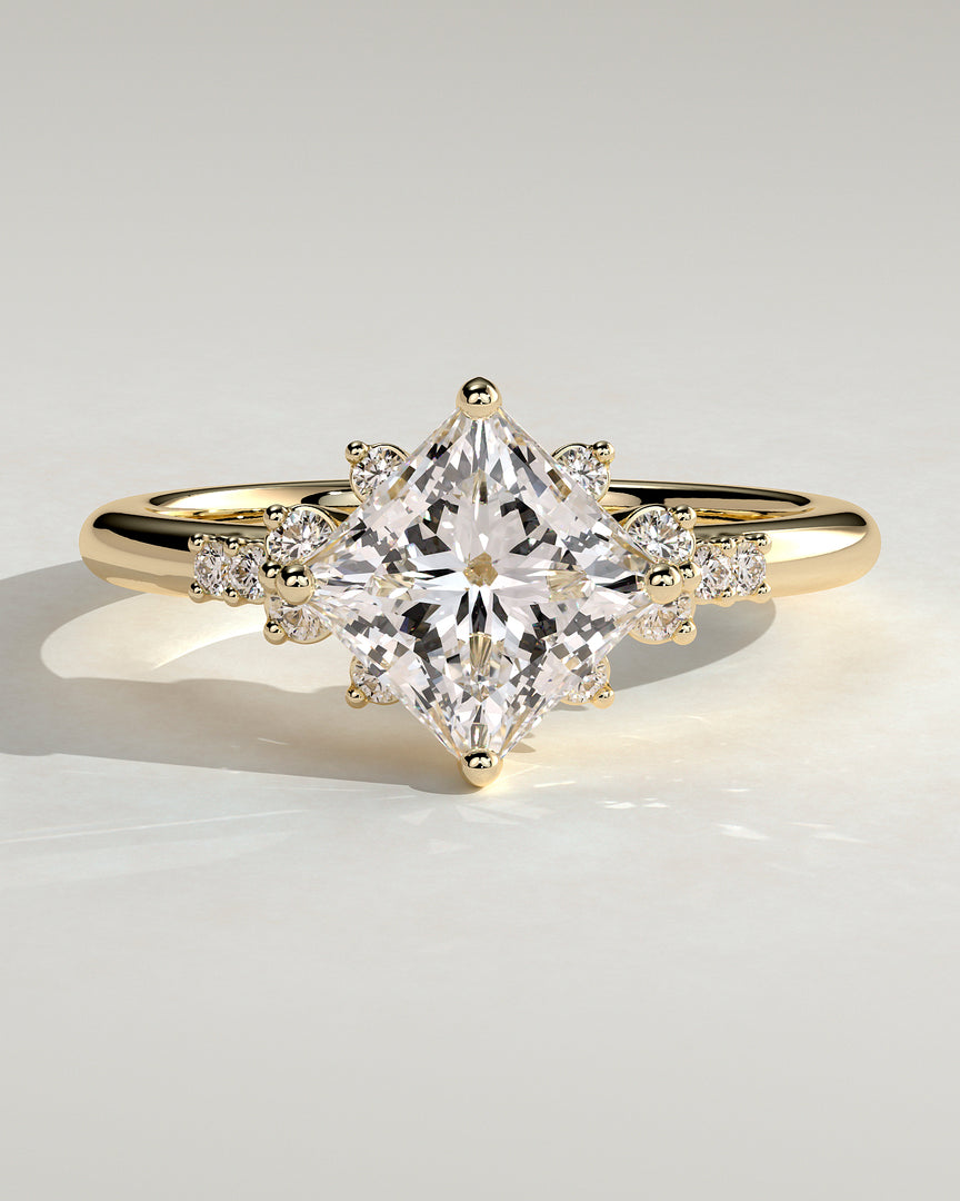 2 CT Princess Cut Cluster Engagement Ring - Moissanite Diamond
