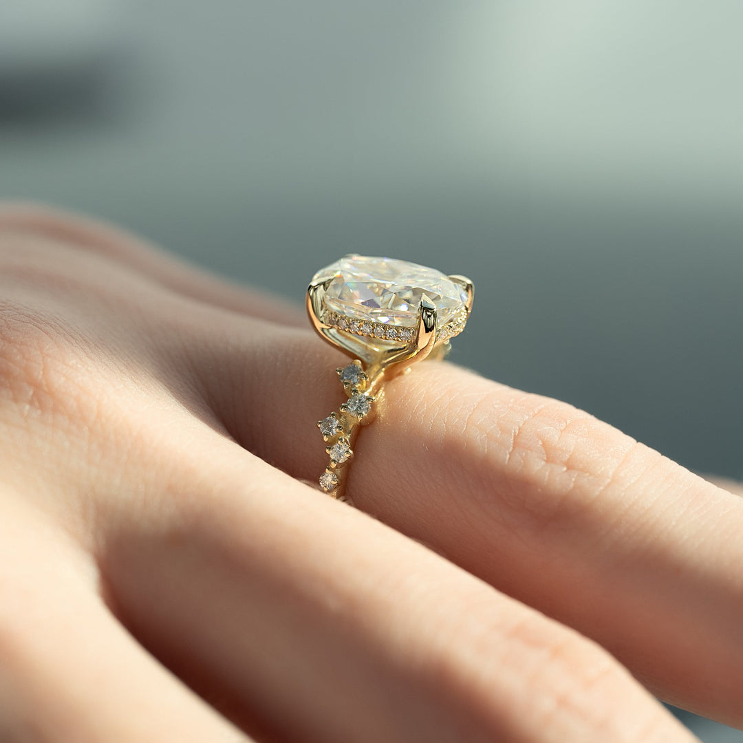 2 CT Oval Cut Cluster Engagement Ring - Moissanite Diamond