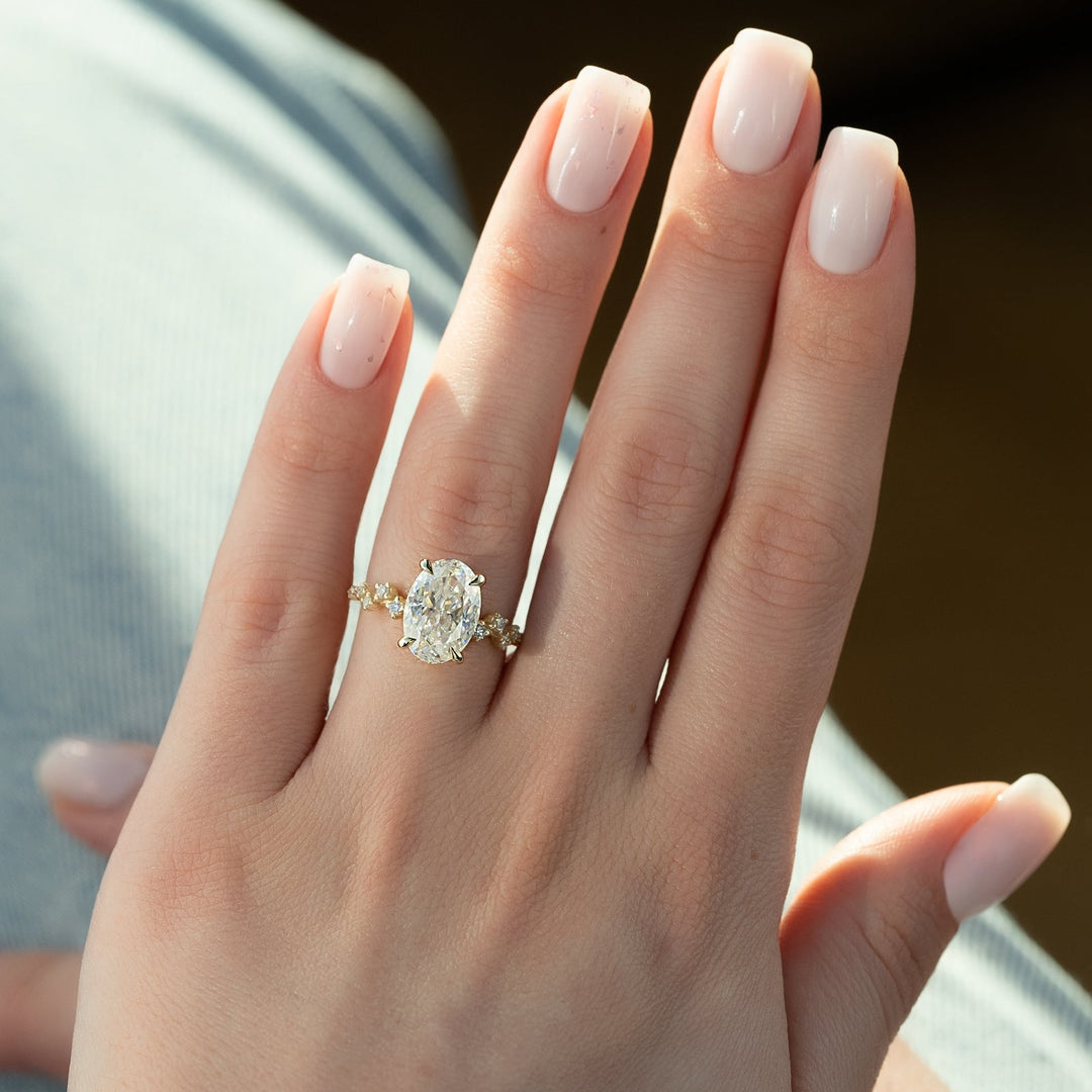 2 CT Oval Cut Cluster Engagement Ring - Moissanite Diamond