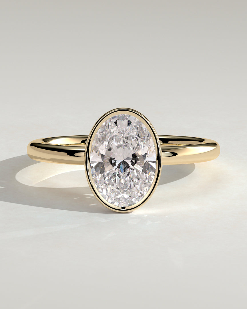 2 CT Oval Cut Bezel Engagement Ring - Moissanite Diamond