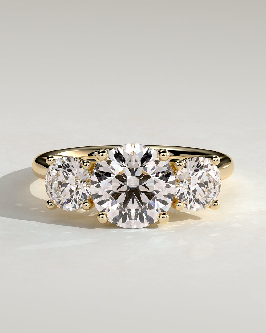 2 CT Round Cut Three Stone Engagement Ring - Moissanite Diamond