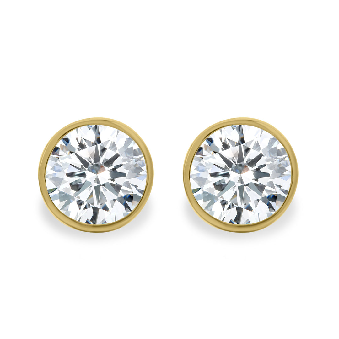 1 CT Round Cut Moissanite Diamond Bezel Stud Earrings