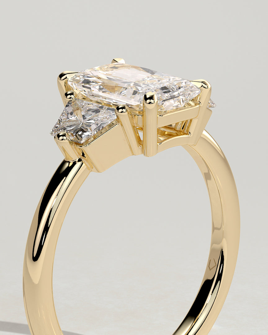 2 CT Radiant Cut Three Stone Engagement Ring - Moissanite Diamond