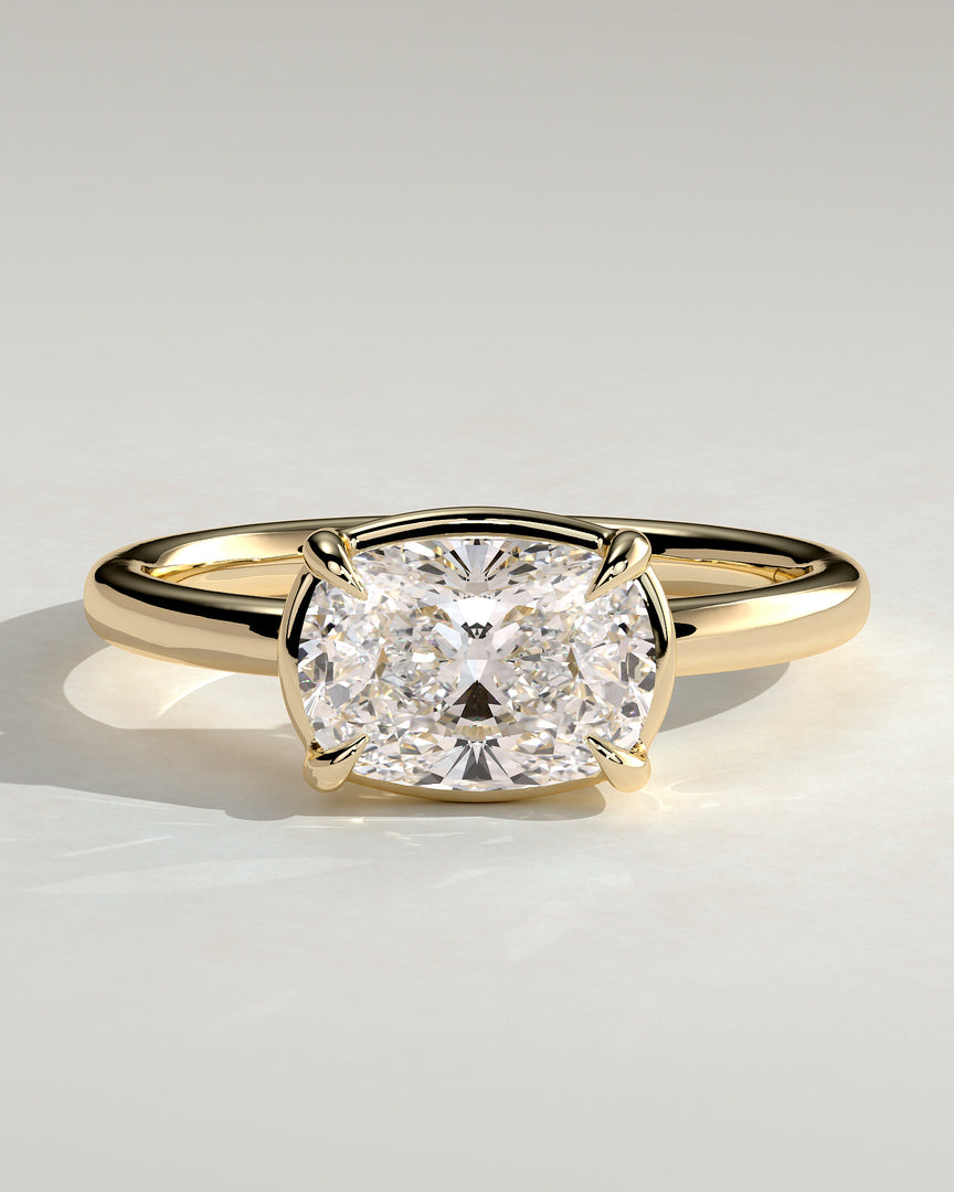 2 CT East West Oval Cut Bezel  Engagement Ring - Moissanite Diamond