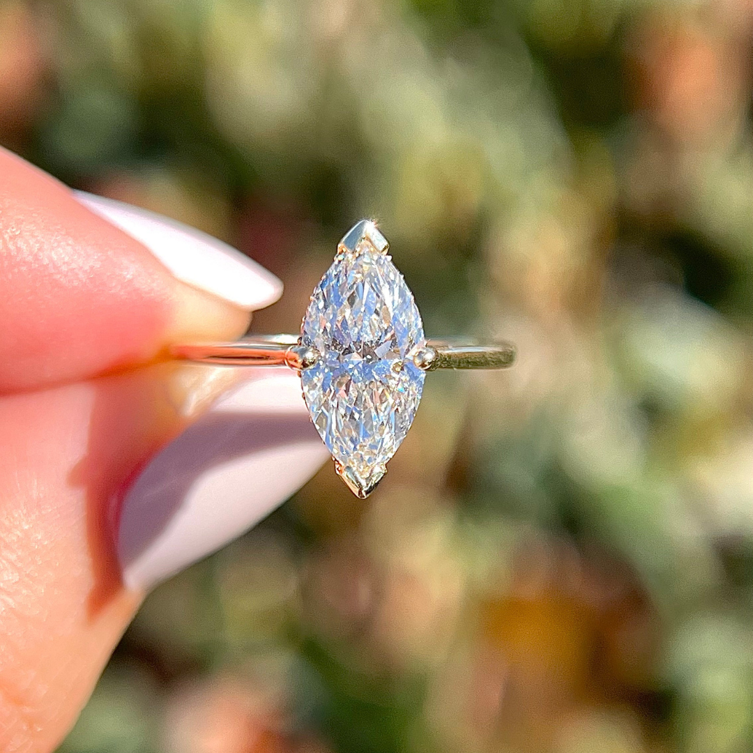 3 CT Marquise Cut Solitaire Engagement Ring - Lab Grown Diamond