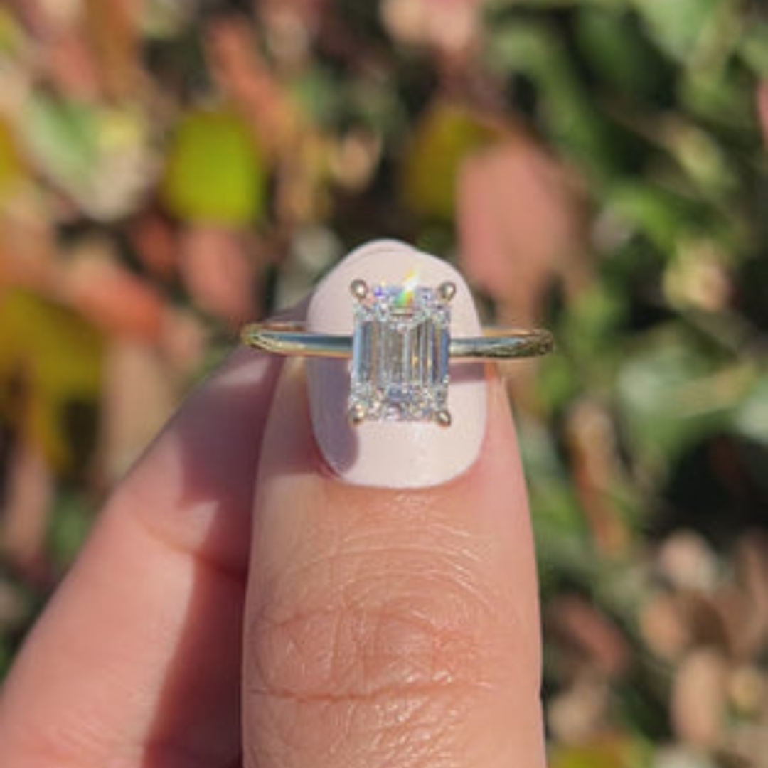 2 CT Emerald Cut Solitaire Engagement Ring - Lab Grown Diamond