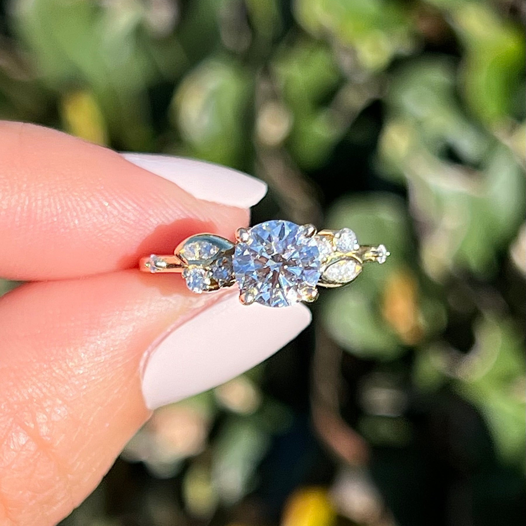 1 CT  Round Cut Cluster Engagement Ring - Lab Grown Diamond