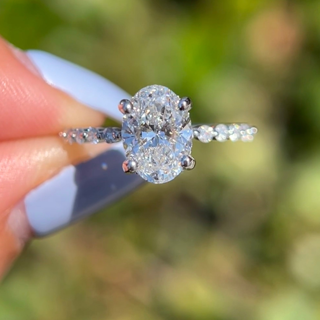 2 CT Oval Pave Engagement Ring - Moissanite Diamond