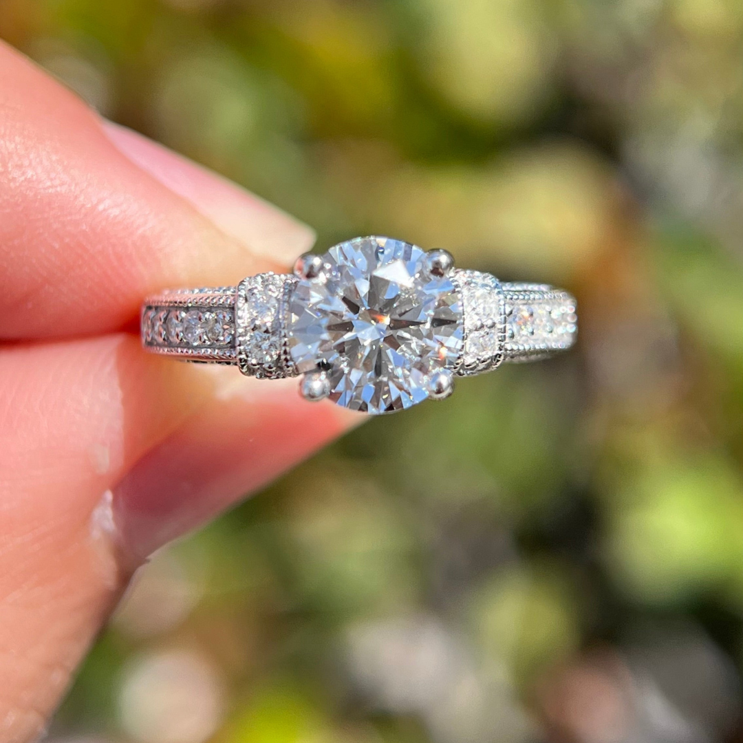 2 CT Round Cut Vintage Engagement Ring - Lab Grown Diamond