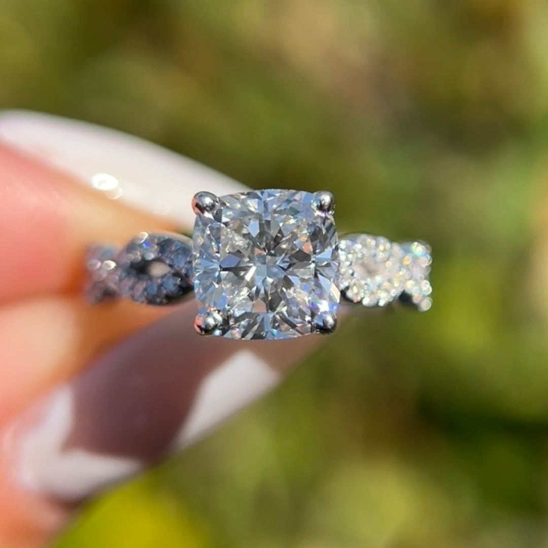 1 CT Cushion Cut Infinity Engagement Ring - Moissanite Diamond
