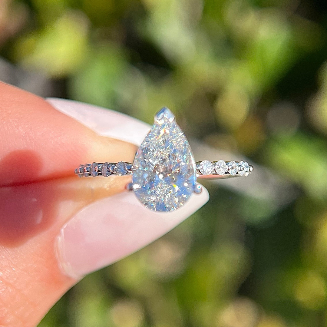 2 CT Pear Cut  Pave Engagement Ring - Lab Grown Diamond