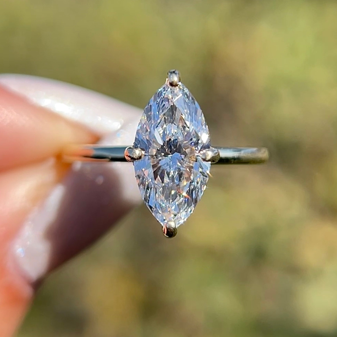 3 CT Marquise Cut Solitaire Engagement Ring - Moissanite Diamond