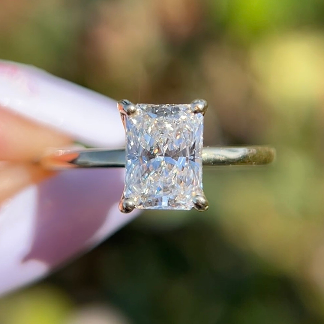 2 CT Radiant Solitaire Engagement Ring - Moissanite Diamond