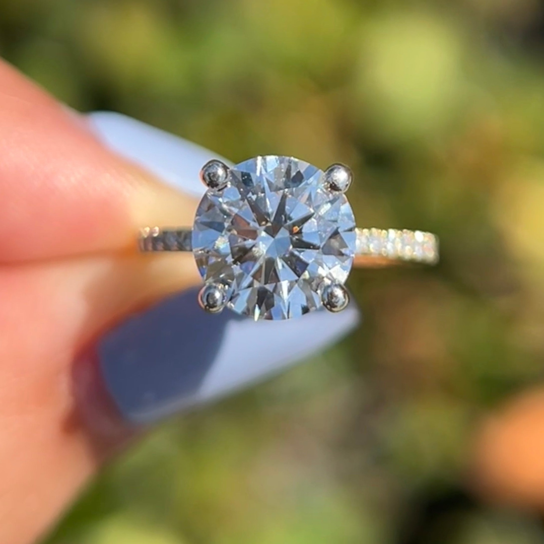 3 CT Round Cut Pave Engagement Ring - Moissanite Diamond