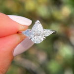 Pear Three Stone Proposal Ring
