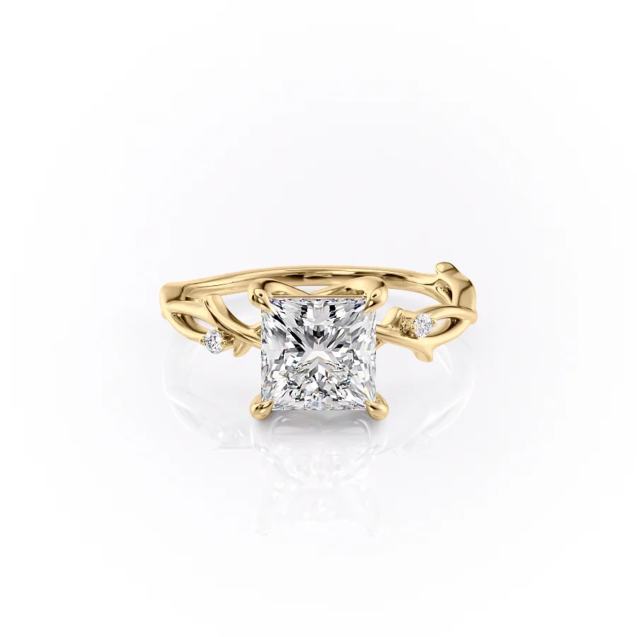 Princess Cut Twig Engagement Ring