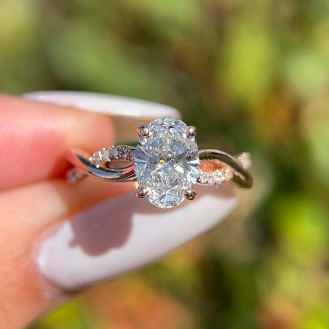 1 CT Oval Cut  Infinity Engagement Ring - Moissanite Diamond