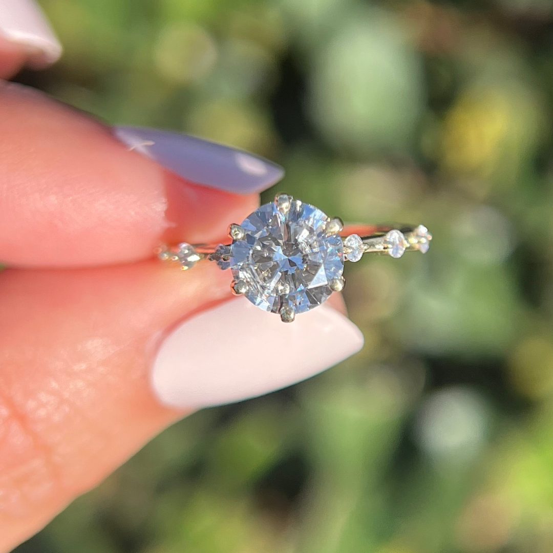 2 CT Round Cut Petite Pave Engagement Ring - Lab Grown Diamond