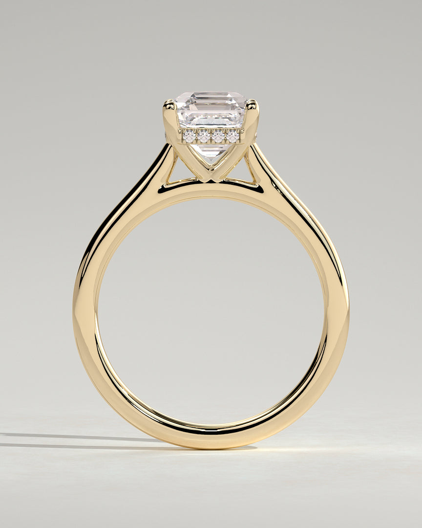 2 CT Asscher Cut Hidden Halo  Engagement Ring - Moissanite Diamond