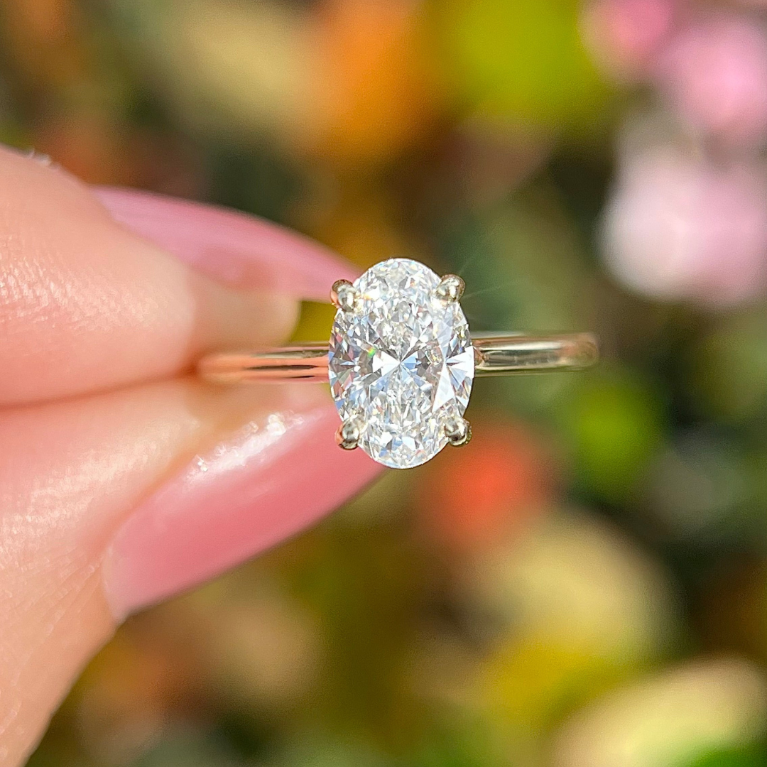 2 CT Oval Cut Solitaire Engagement Ring - Lab Grown Diamond