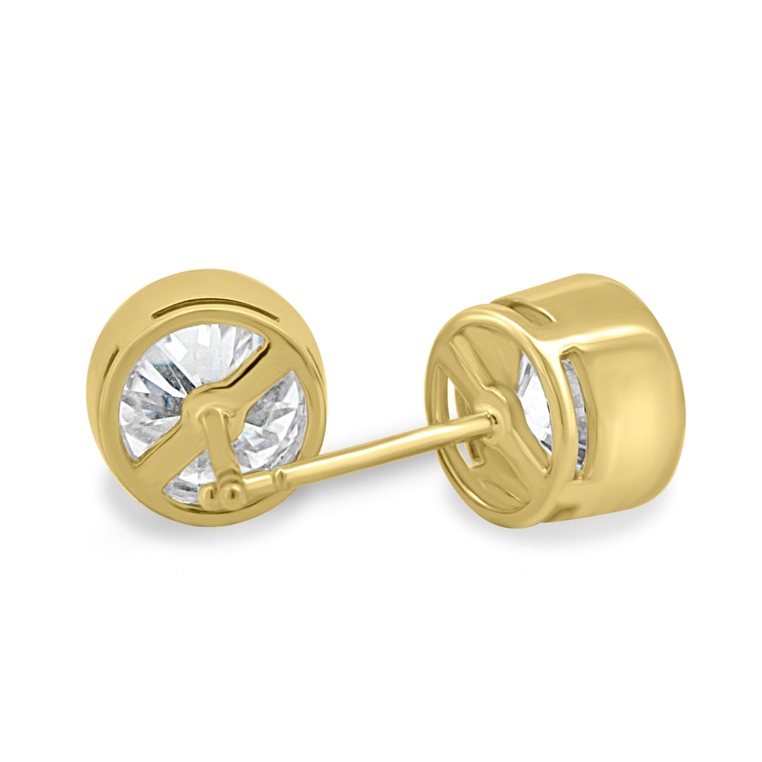 1 CT Round Cut Moissanite Diamond Bezel Stud Earrings