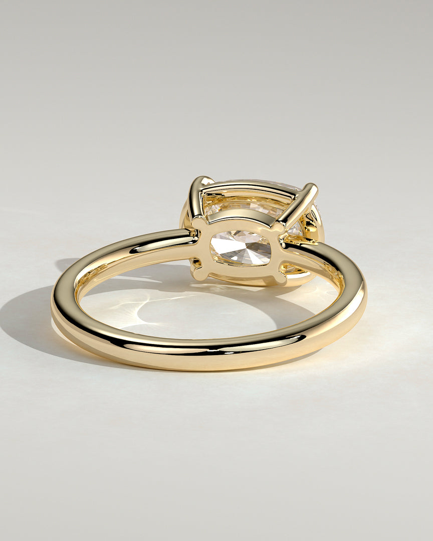 2 CT East West Oval Cut Bezel  Engagement Ring - Moissanite Diamond