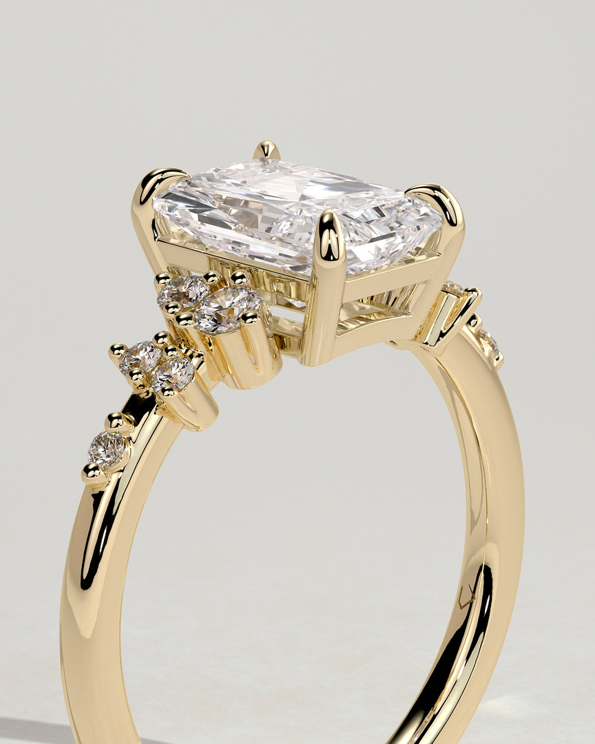 2 CT Radiant Cut Cluster Engagement Ring - Moissanite Diamond