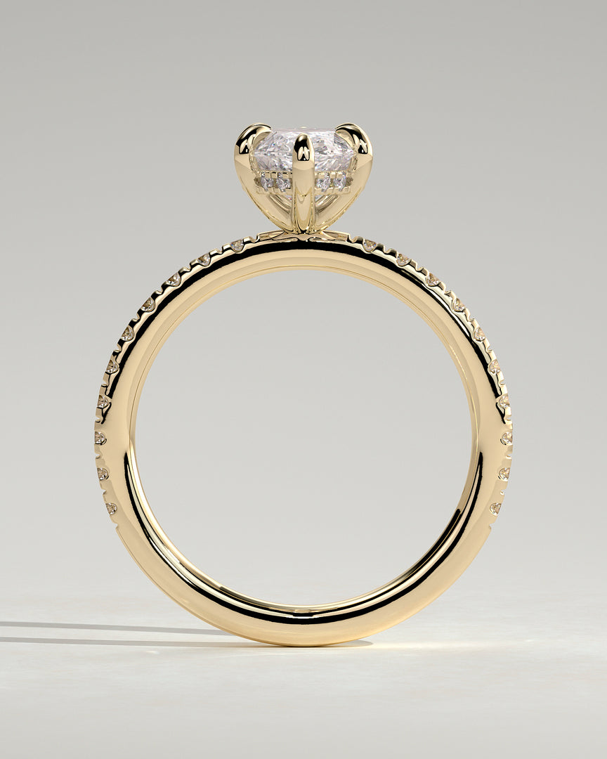 2 CT Marquise Cut Six Prong Pave Engagement Ring - Moissanite Diamond