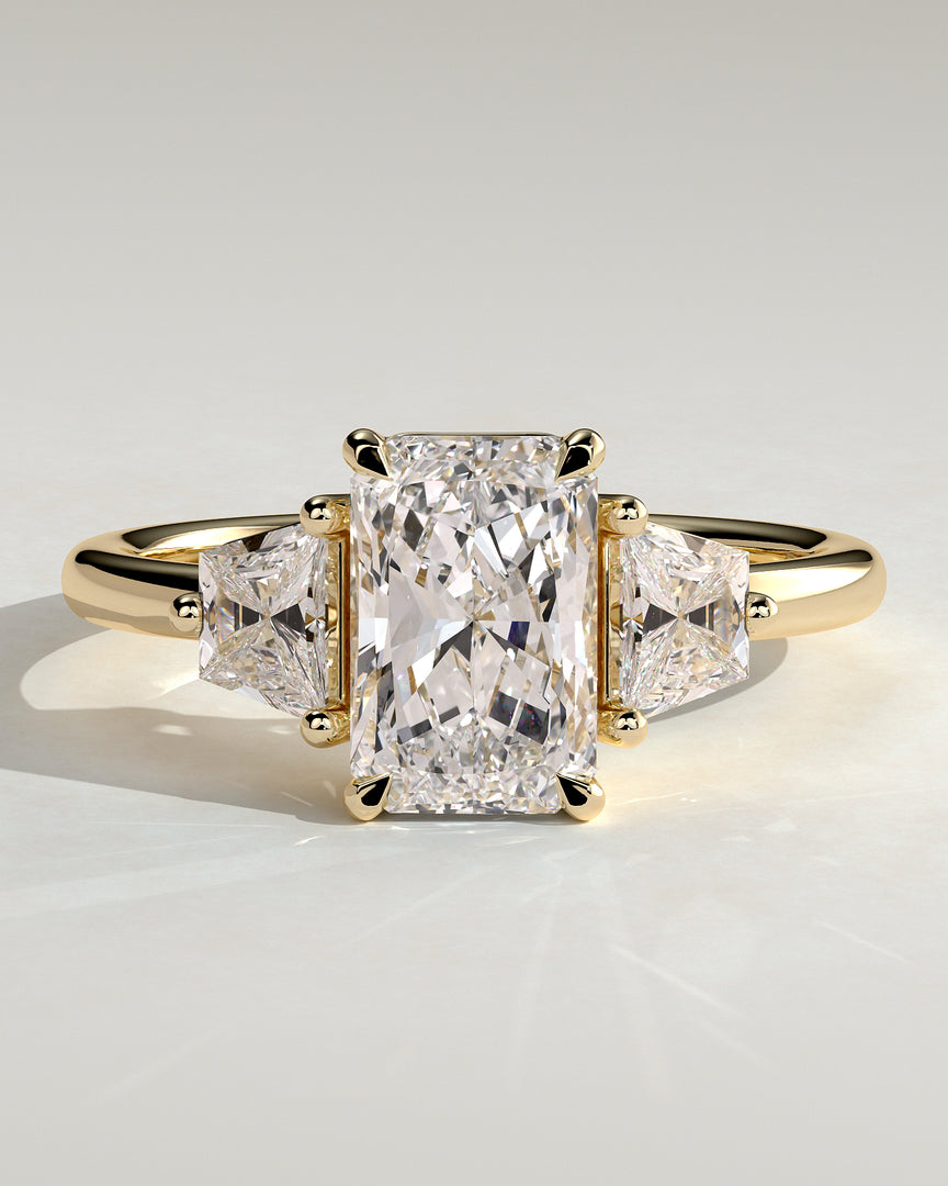 2 CT Radiant Cut Three Stone Engagement Ring - Moissanite Diamond