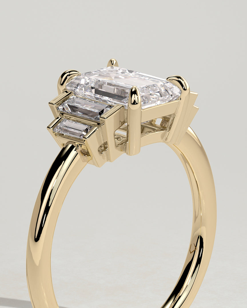 2 CT Emerald Cut Five Stone Engagement Ring - Moissanite Diamond
