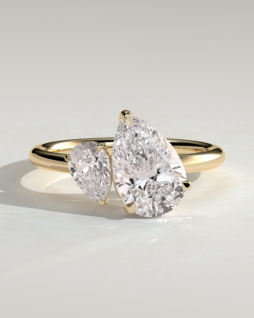 2 CT Pear Cut Toi et Moi Solitaire Engagement Ring - Moissanite Diamond